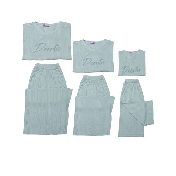 Kids’Sleepwear Short Sleeve with Capri Pants Letters Pajama Blue - Picture 3 of 4